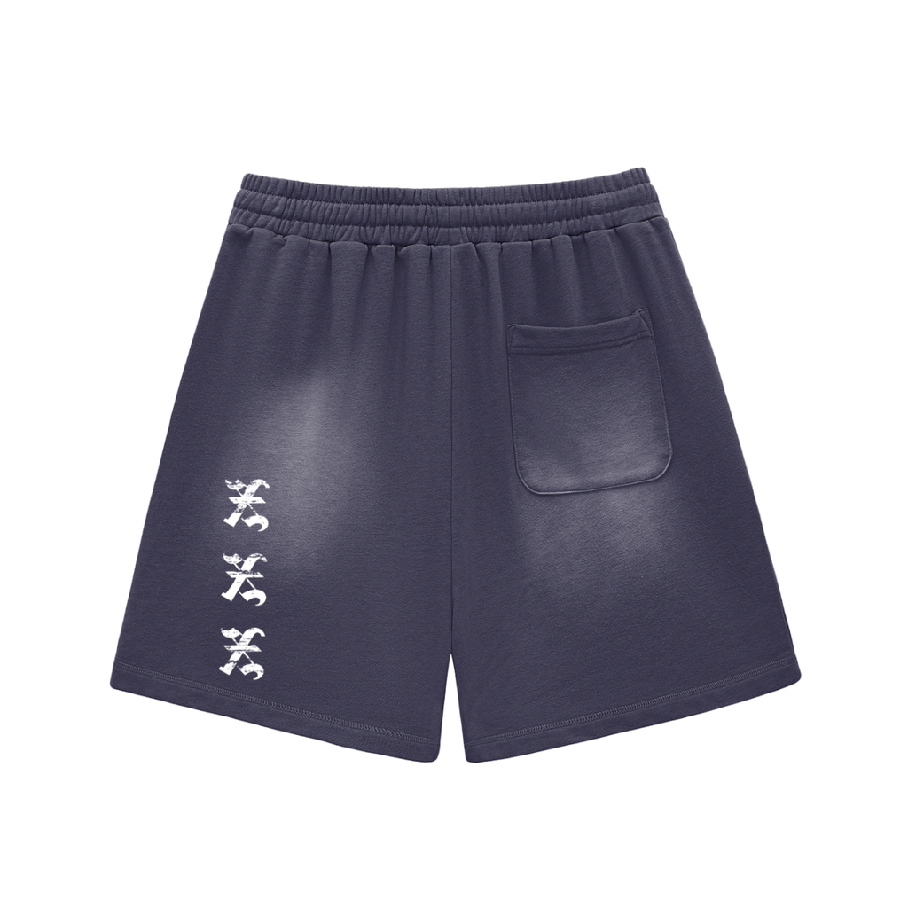 Sun Fade Raw Edge Cotton Shorts